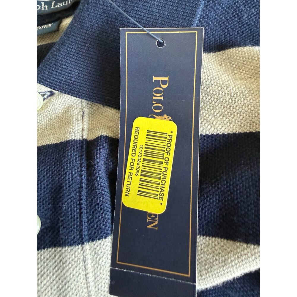 NWT Polo Ralph Lauren Striped Polo Shirt Size Medium Men Preppy Blue Gray - Picture 8 of 8